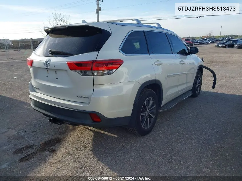 2017 Toyota Highlander Xle VIN: 5TDJZRFH3HS513473 Lot: 39458012