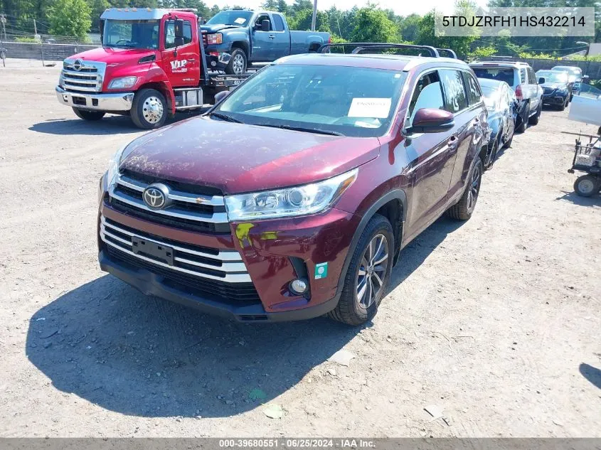 2017 Toyota Highlander Xle VIN: 5TDJZRFH1HS432214 Lot: 39680551