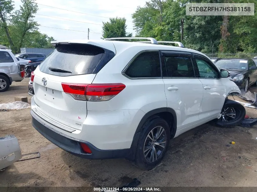 5TDBZRFH7HS381158 2017 Toyota Highlander Le