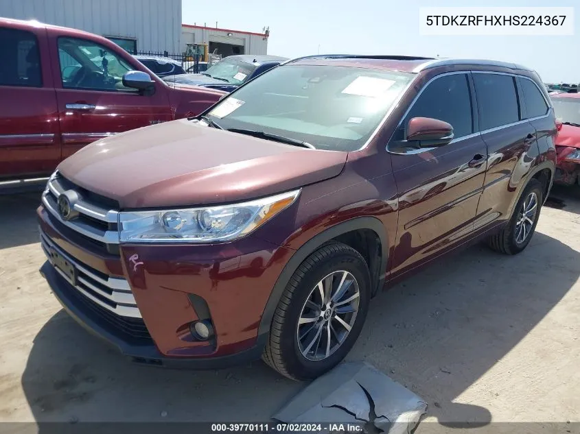 2017 Toyota Highlander Xle VIN: 5TDKZRFHXHS224367 Lot: 39770111