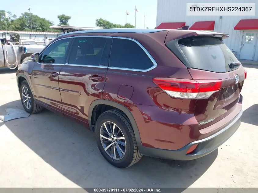 2017 Toyota Highlander Xle VIN: 5TDKZRFHXHS224367 Lot: 39770111