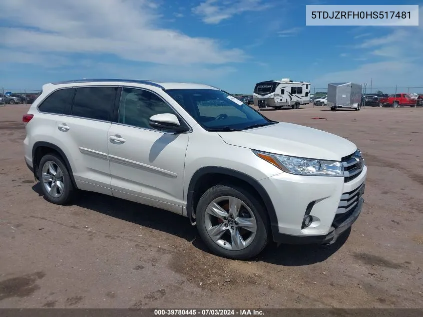 5TDJZRFH0HS517481 2017 Toyota Highlander Xle