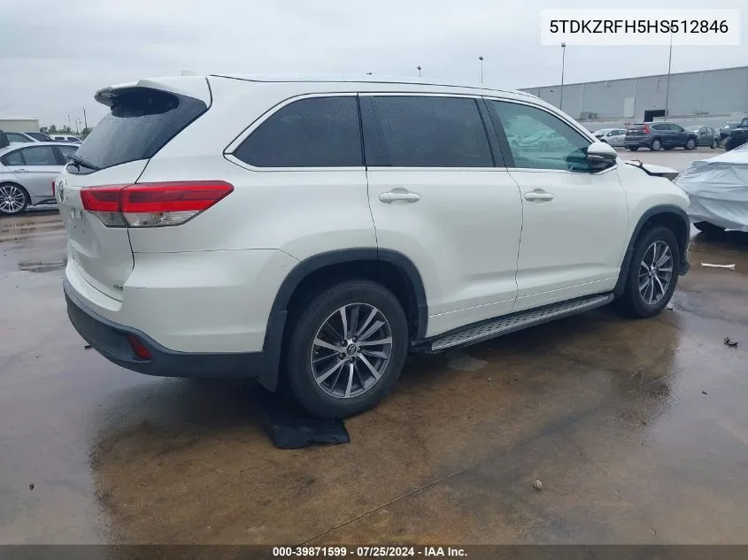 5TDKZRFH5HS512846 2017 Toyota Highlander Xle