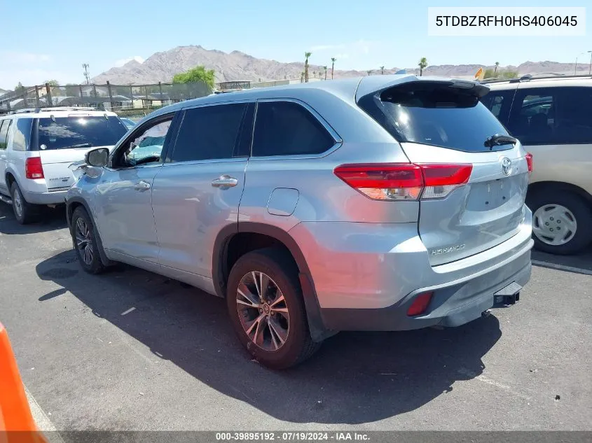 5TDBZRFH0HS406045 2017 Toyota Highlander Le Plus