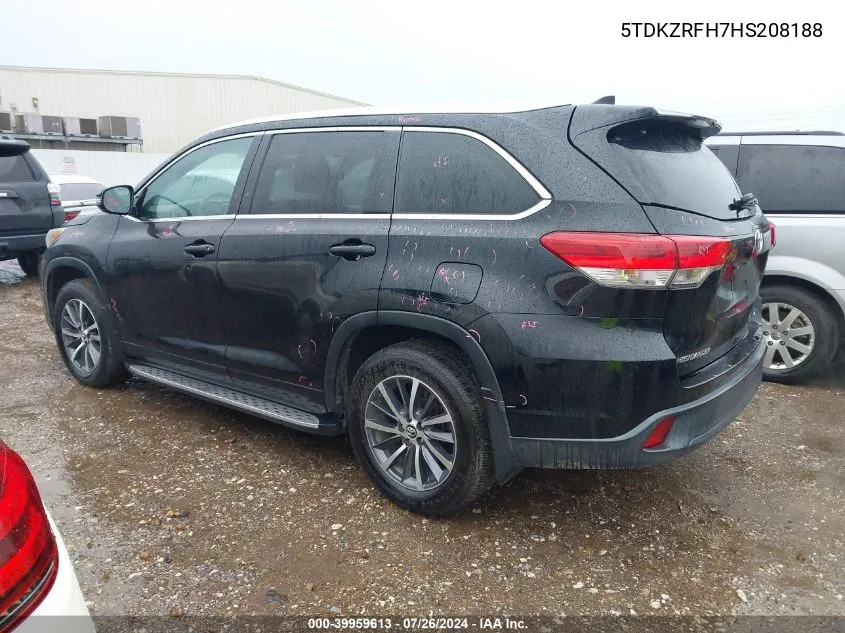 5TDKZRFH7HS208188 2017 Toyota Highlander Xle