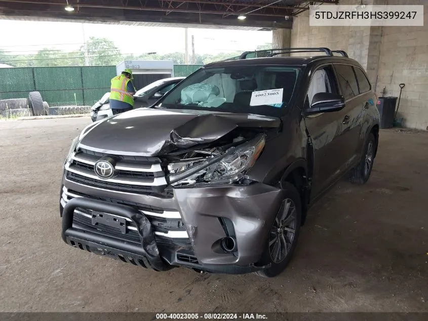 5TDJZRFH3HS399247 2017 Toyota Highlander Xle