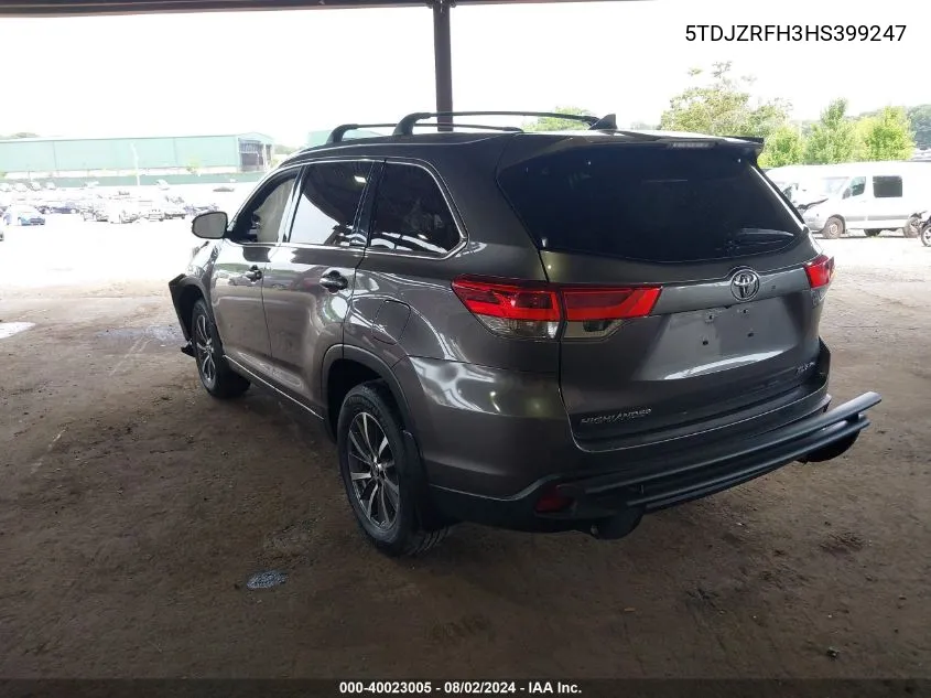 5TDJZRFH3HS399247 2017 Toyota Highlander Xle