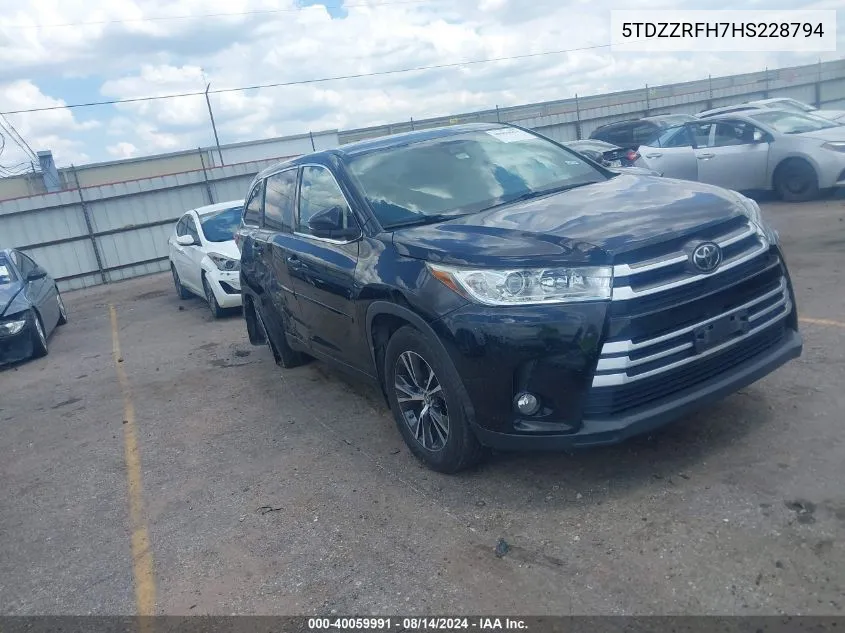 2017 Toyota Highlander Le Plus VIN: 5TDZZRFH7HS228794 Lot: 40059991