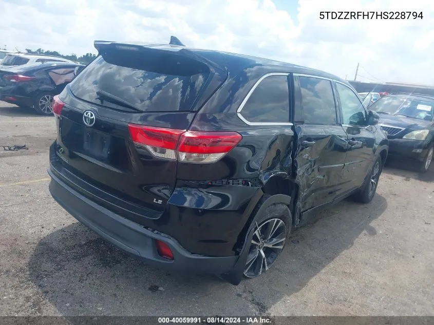 5TDZZRFH7HS228794 2017 Toyota Highlander Le Plus