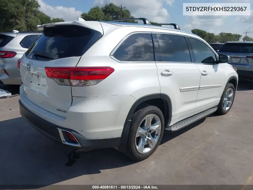 2017 Toyota Highlander Limited VIN: 5TDYZRFHXHS229367 Lot: 40091611