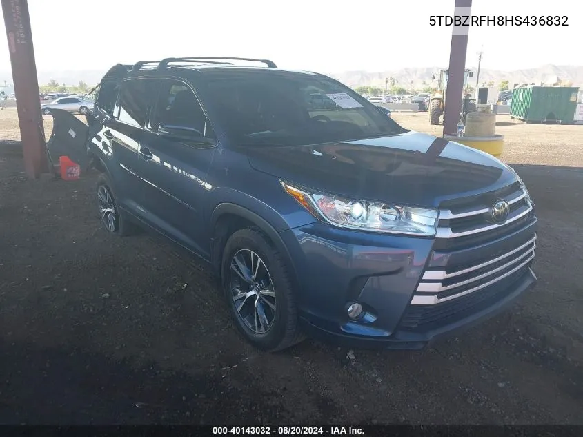 5TDBZRFH8HS436832 2017 Toyota Highlander Le/Le Plus