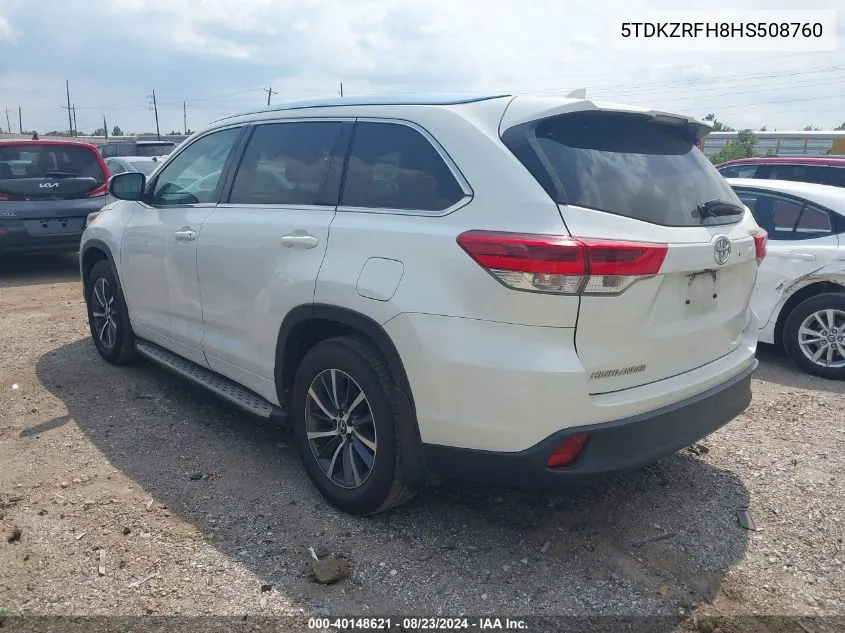 5TDKZRFH8HS508760 2017 Toyota Highlander Xle