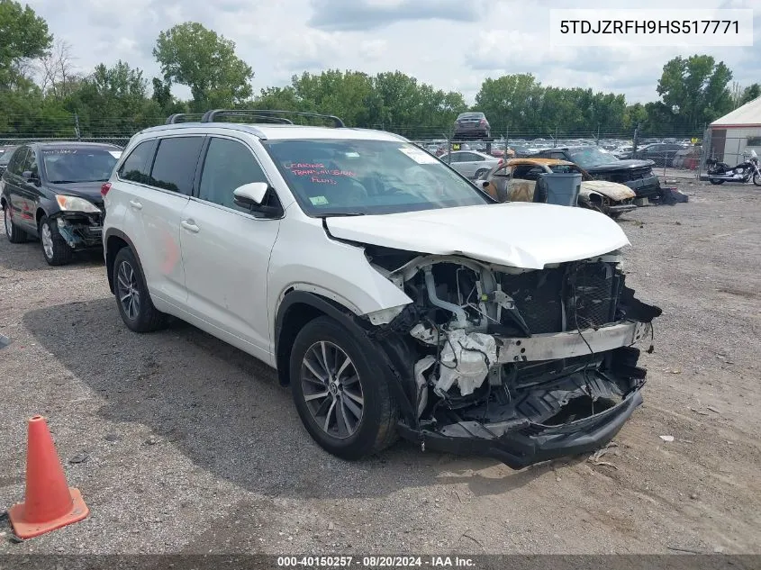 2017 Toyota Highlander Xle VIN: 5TDJZRFH9HS517771 Lot: 40150257