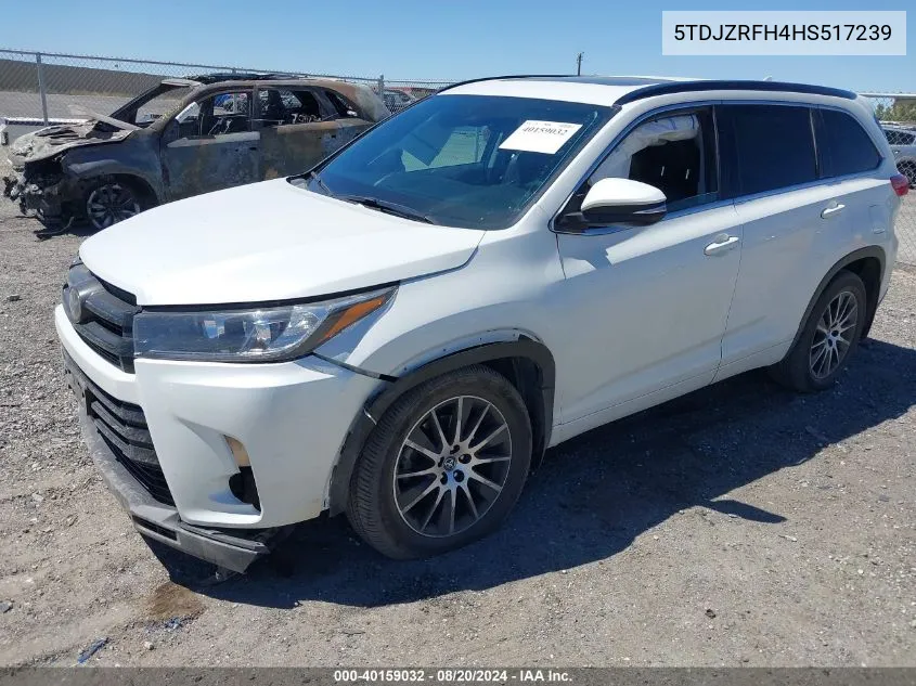 5TDJZRFH4HS517239 2017 Toyota Highlander Se