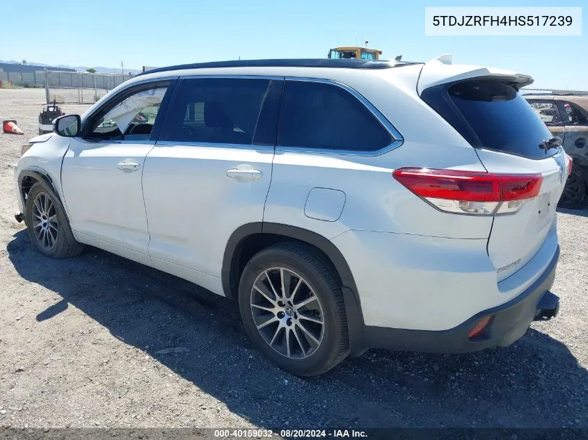 5TDJZRFH4HS517239 2017 Toyota Highlander Se