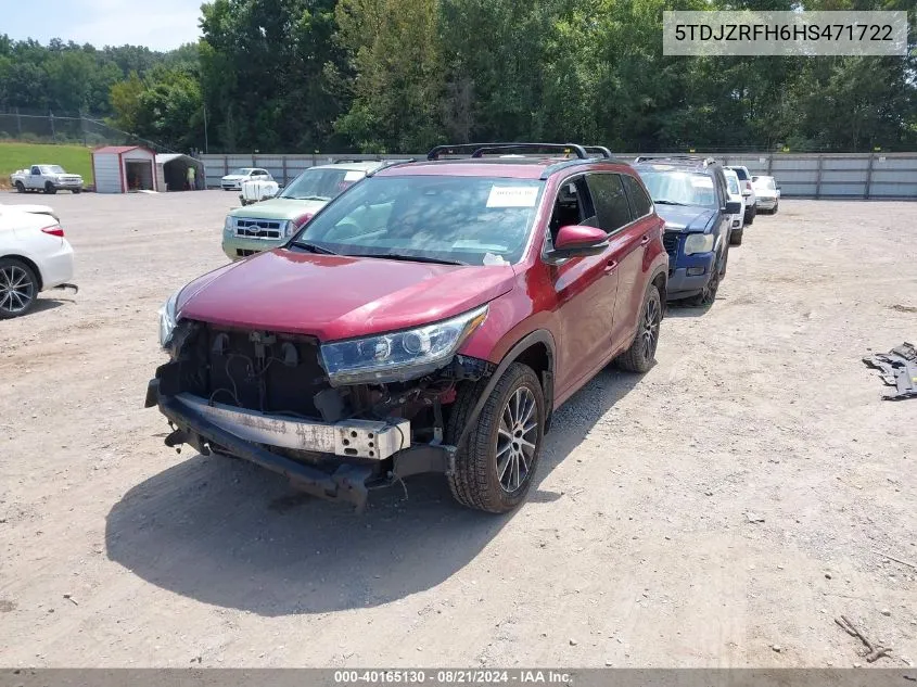 2017 Toyota Highlander Se VIN: 5TDJZRFH6HS471722 Lot: 40165130