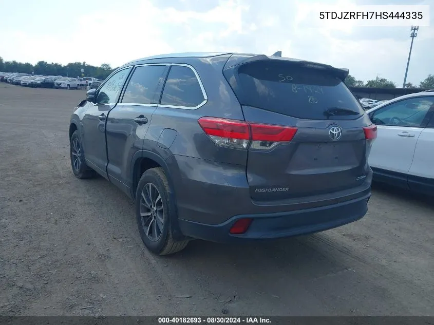 5TDJZRFH7HS444335 2017 Toyota Highlander Xle