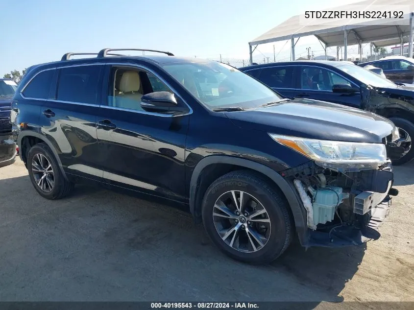 2017 Toyota Highlander Le Plus VIN: 5TDZZRFH3HS224192 Lot: 40195543