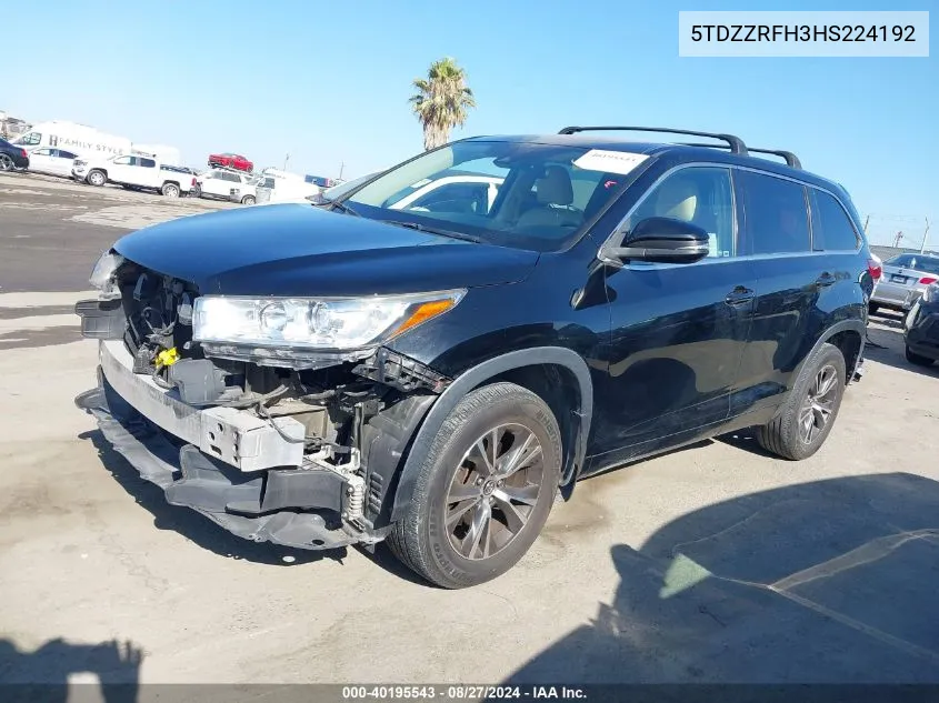 2017 Toyota Highlander Le Plus VIN: 5TDZZRFH3HS224192 Lot: 40195543