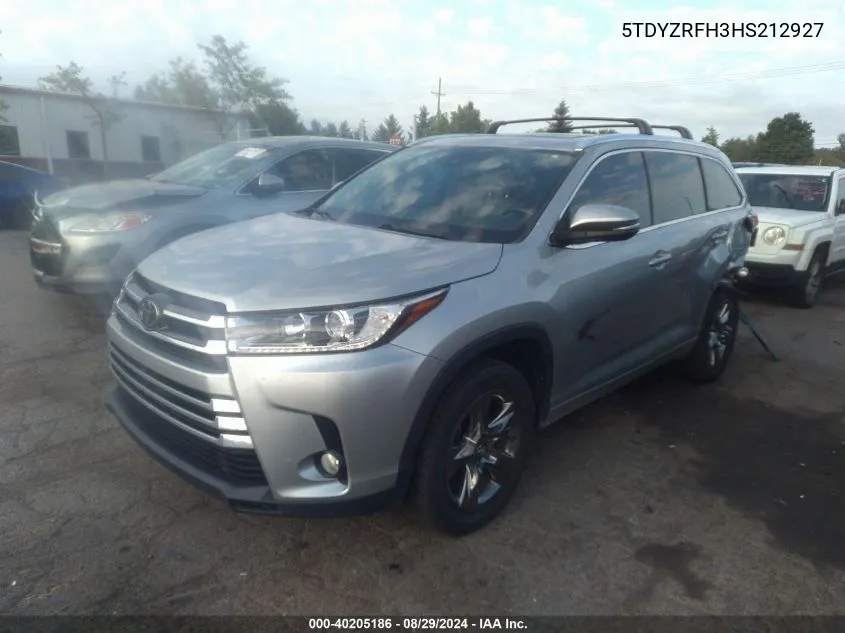 5TDYZRFH3HS212927 2017 Toyota Highlander Limited Platinum