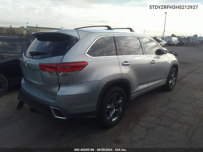 5TDYZRFH3HS212927 2017 Toyota Highlander Limited Platinum