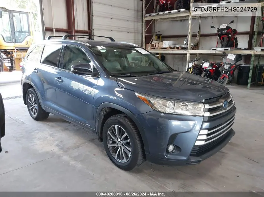 2017 Toyota Highlander Hybrid Xle VIN: 5TDJGRFH2HS024729 Lot: 40208915