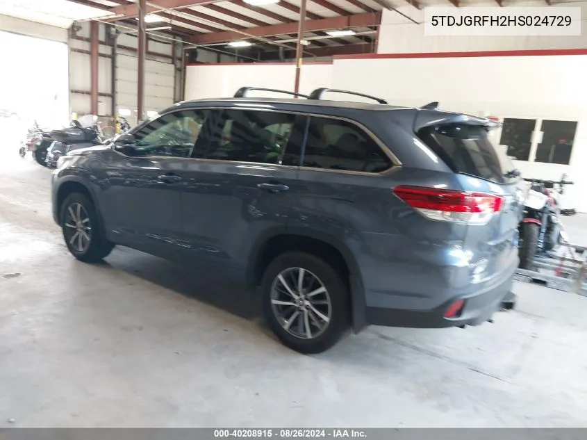 5TDJGRFH2HS024729 2017 Toyota Highlander Hybrid Xle