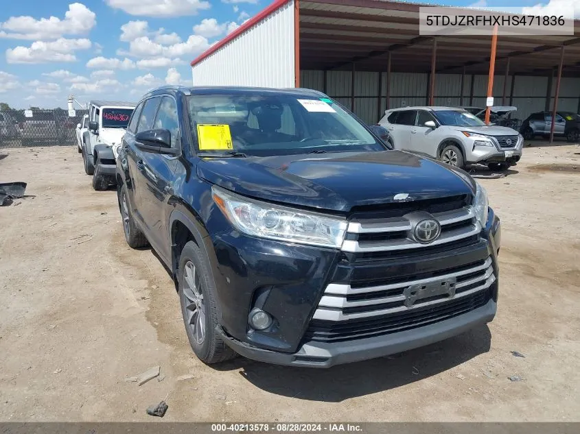 5TDJZRFHXHS471836 2017 Toyota Highlander Xle