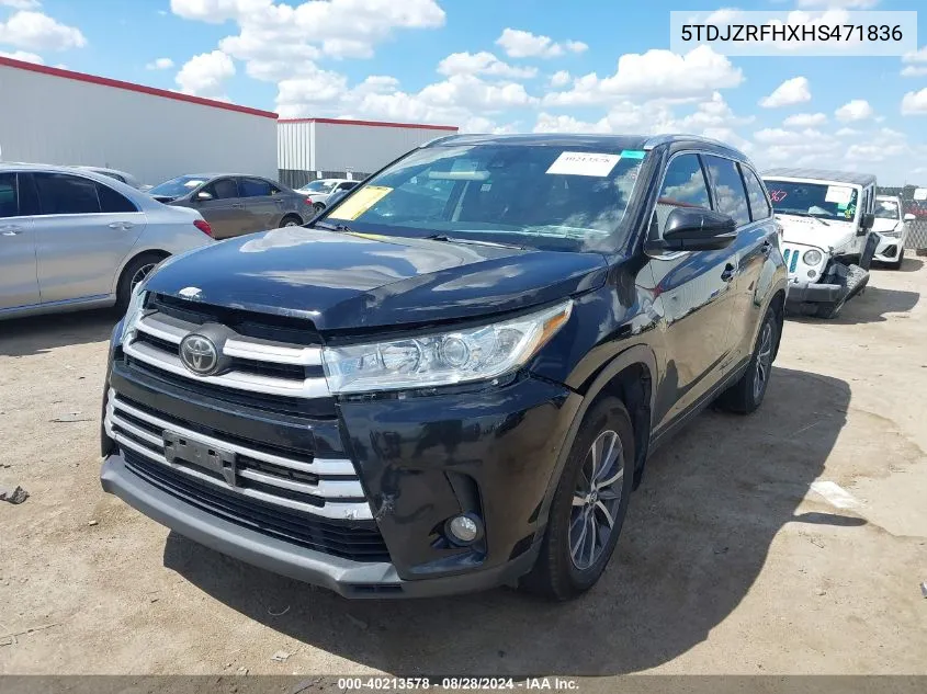 2017 Toyota Highlander Xle VIN: 5TDJZRFHXHS471836 Lot: 40213578