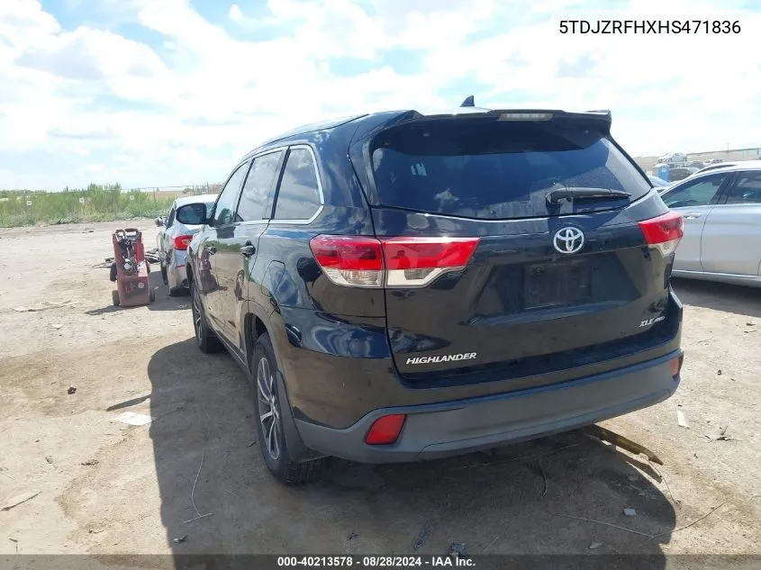 5TDJZRFHXHS471836 2017 Toyota Highlander Xle