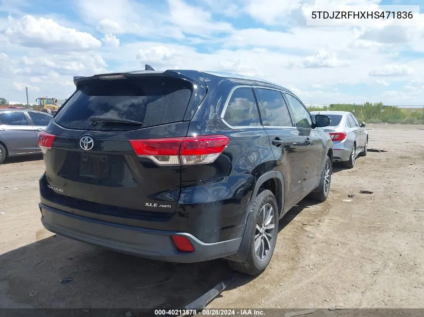 2017 Toyota Highlander Xle VIN: 5TDJZRFHXHS471836 Lot: 40213578