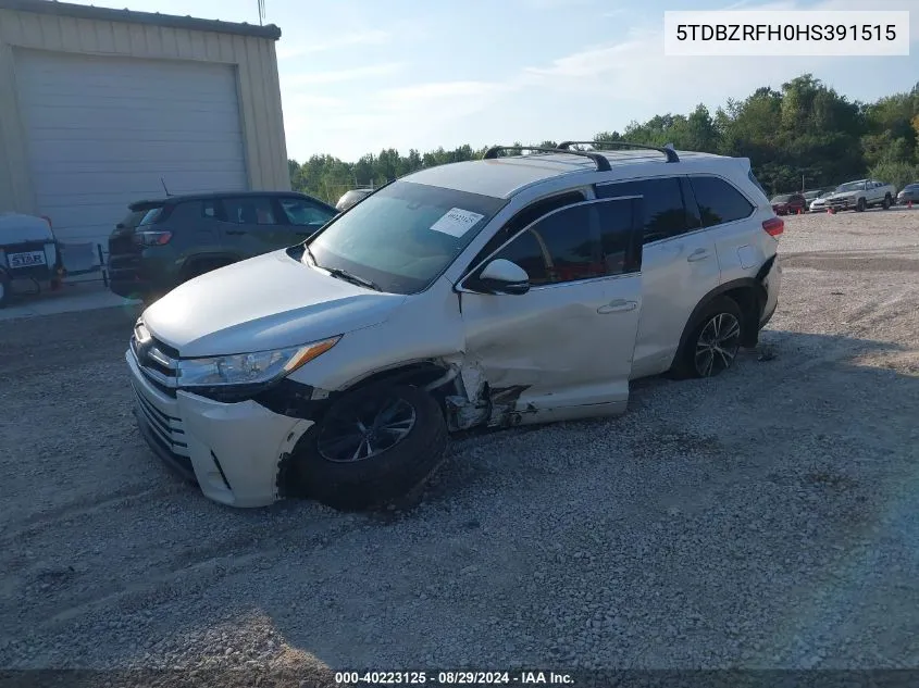 2017 Toyota Highlander Le Plus VIN: 5TDBZRFH0HS391515 Lot: 40223125