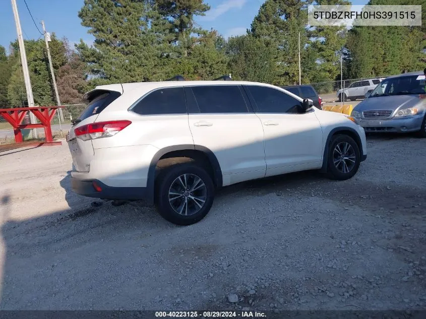 2017 Toyota Highlander Le Plus VIN: 5TDBZRFH0HS391515 Lot: 40223125