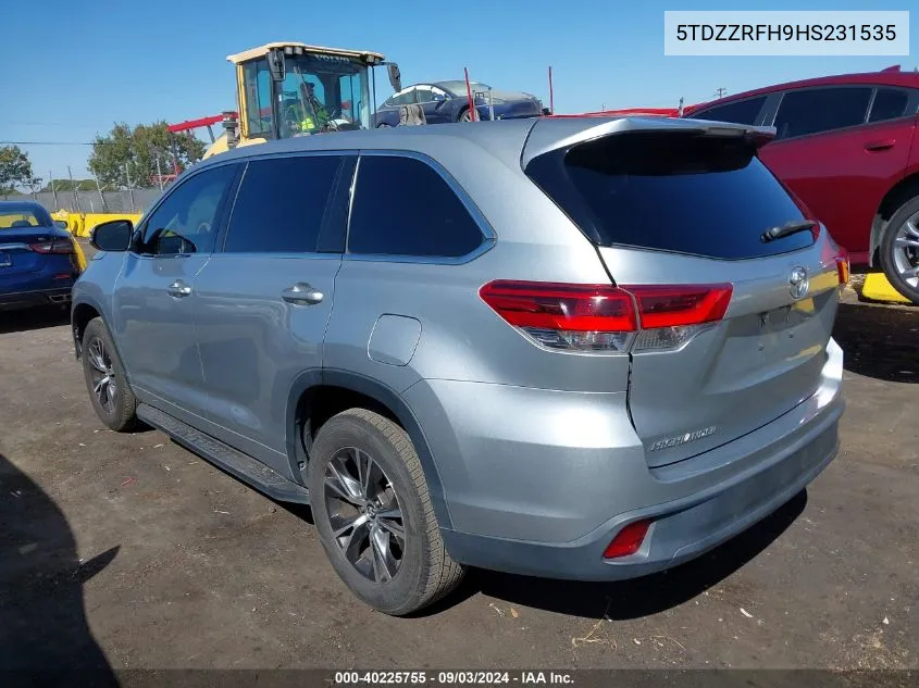 5TDZZRFH9HS231535 2017 Toyota Highlander Le