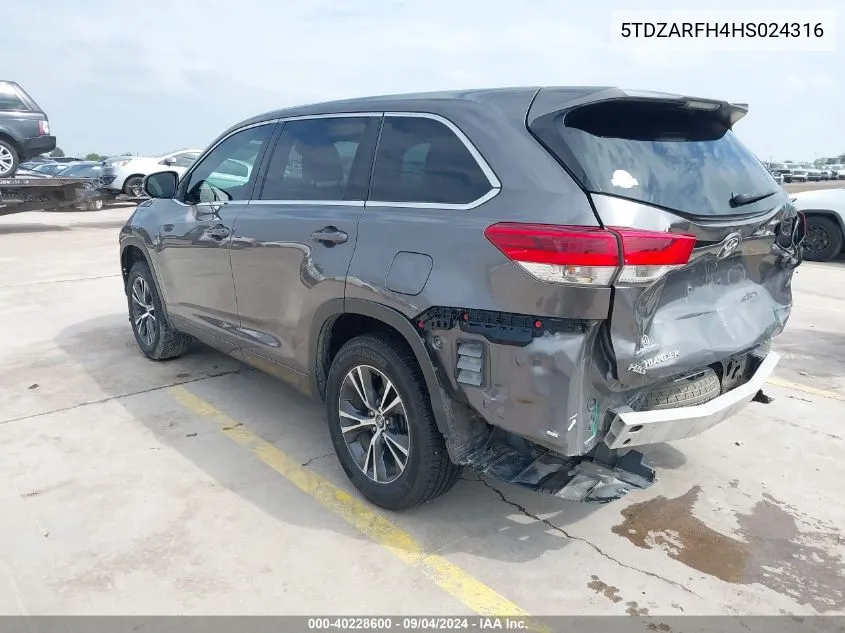 2017 Toyota Highlander Le VIN: 5TDZARFH4HS024316 Lot: 40228600