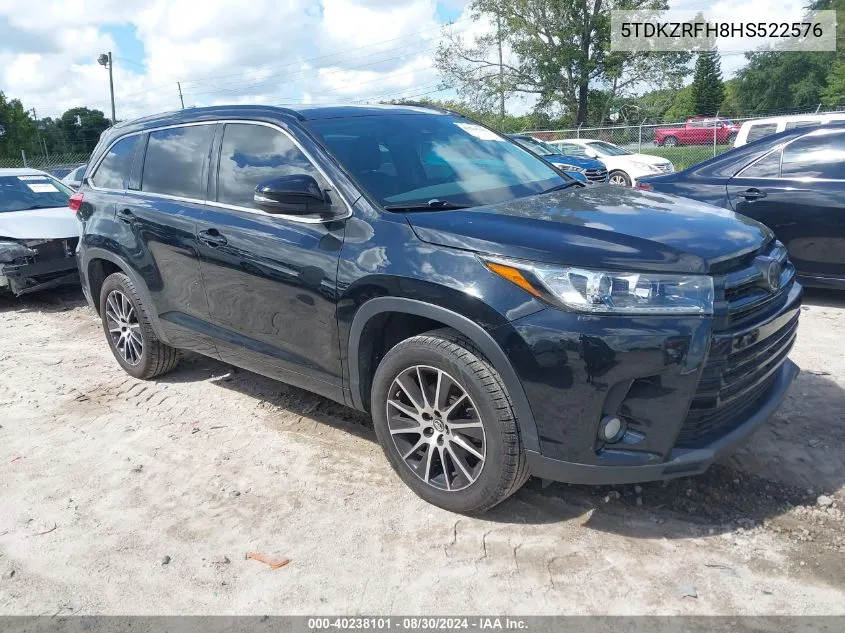 5TDKZRFH8HS522576 2017 Toyota Highlander Se