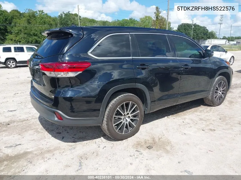 2017 Toyota Highlander Se VIN: 5TDKZRFH8HS522576 Lot: 40238101