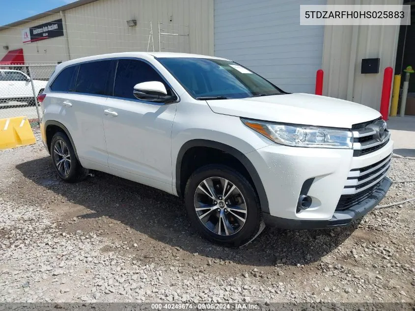 5TDZARFH0HS025883 2017 Toyota Highlander Le