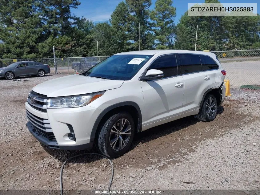 5TDZARFH0HS025883 2017 Toyota Highlander Le