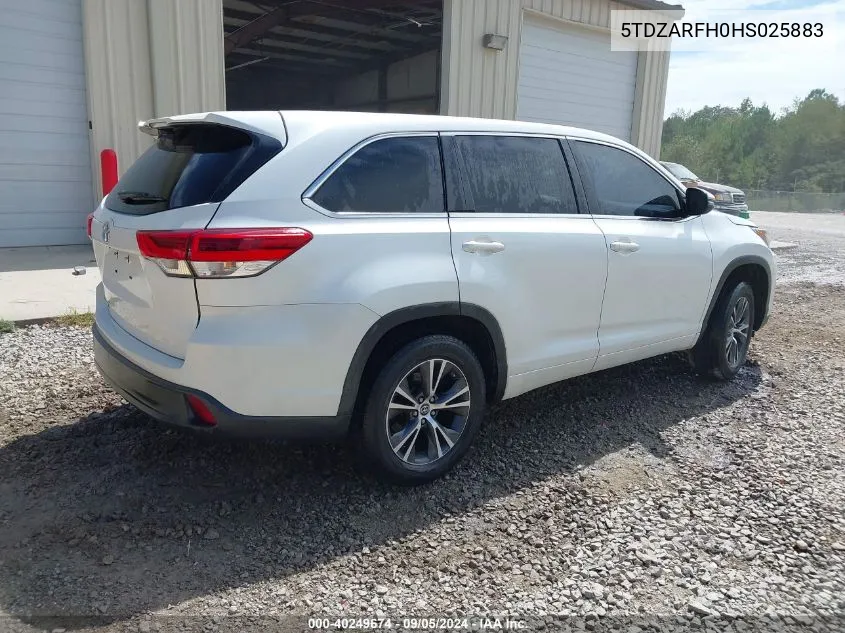 2017 Toyota Highlander Le VIN: 5TDZARFH0HS025883 Lot: 40249674