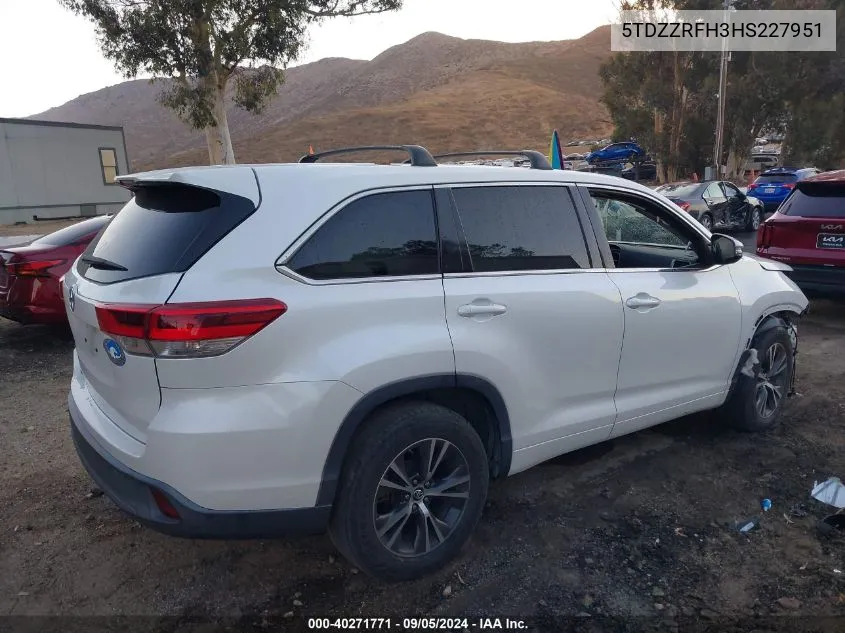 5TDZZRFH3HS227951 2017 Toyota Highlander Le/Le Plus