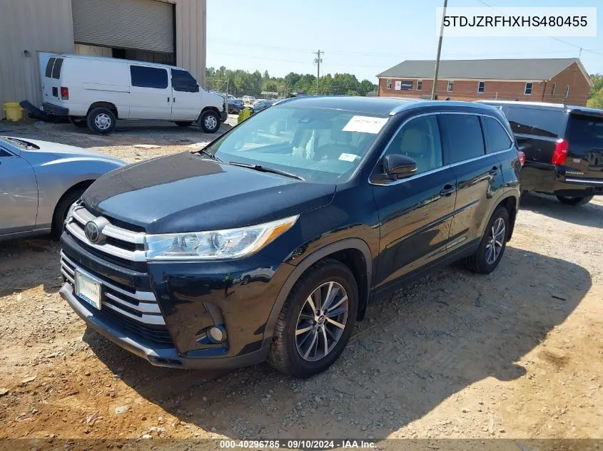 2017 Toyota Highlander Se/Xle VIN: 5TDJZRFHXHS480455 Lot: 40296785