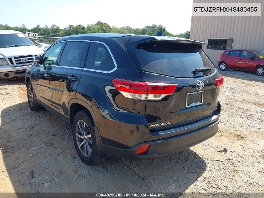 2017 Toyota Highlander Se/Xle VIN: 5TDJZRFHXHS480455 Lot: 40296785