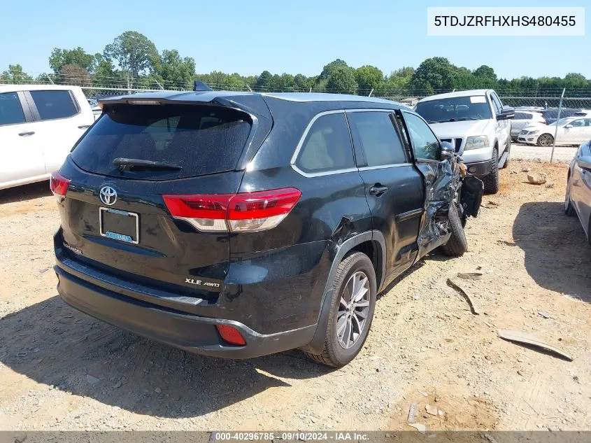 2017 Toyota Highlander Se/Xle VIN: 5TDJZRFHXHS480455 Lot: 40296785