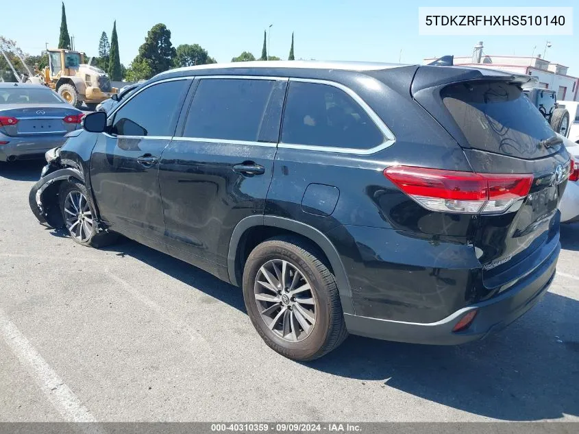 5TDKZRFHXHS510140 2017 Toyota Highlander Xle