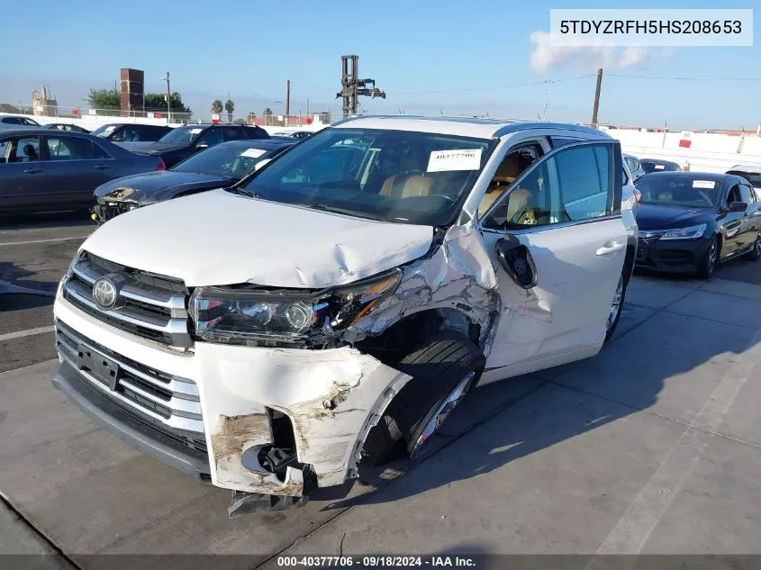 2017 Toyota Highlander Limited VIN: 5TDYZRFH5HS208653 Lot: 40377706