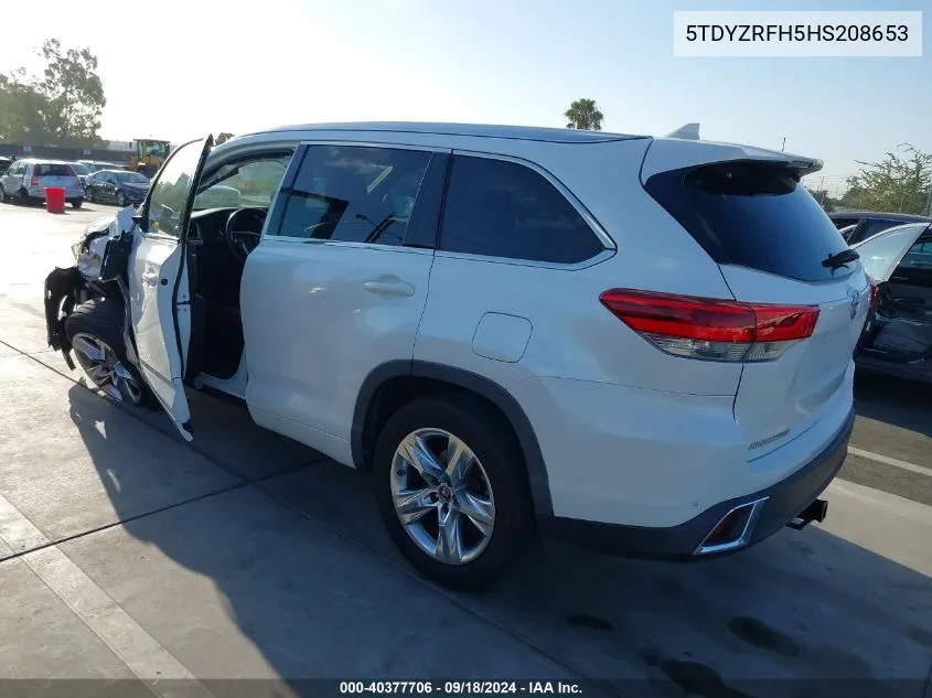 5TDYZRFH5HS208653 2017 Toyota Highlander Limited