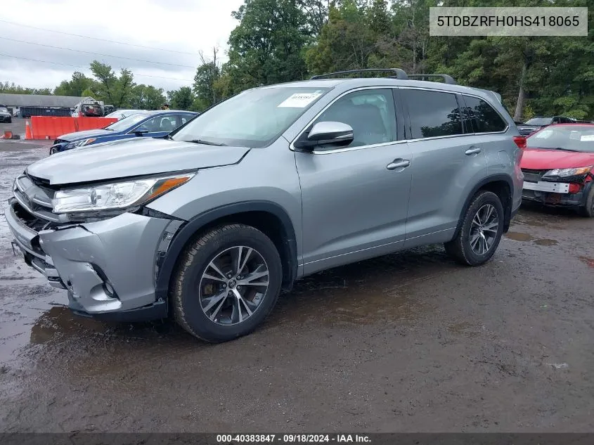 5TDBZRFH0HS418065 2017 Toyota Highlander Le Plus