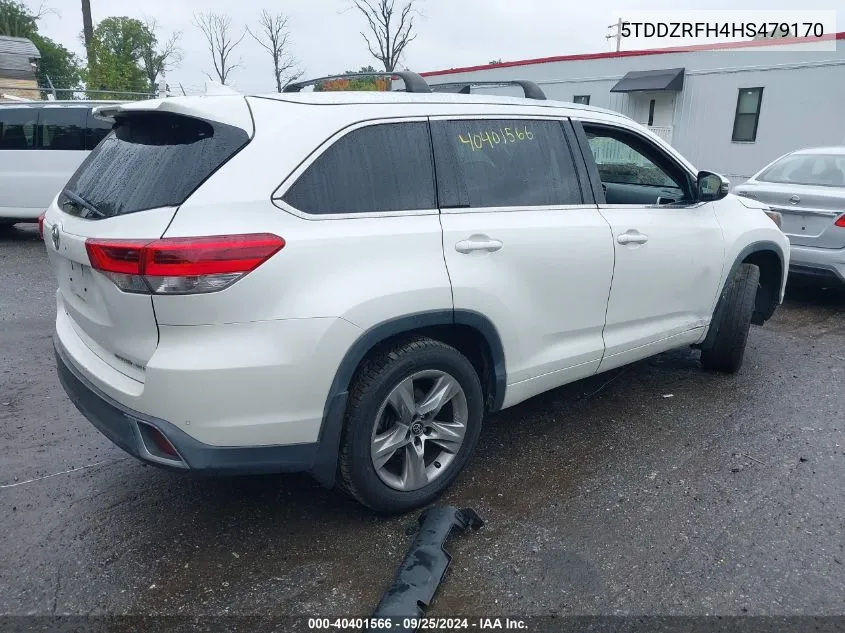 2017 Toyota Highlander Limited VIN: 5TDDZRFH4HS479170 Lot: 40401566