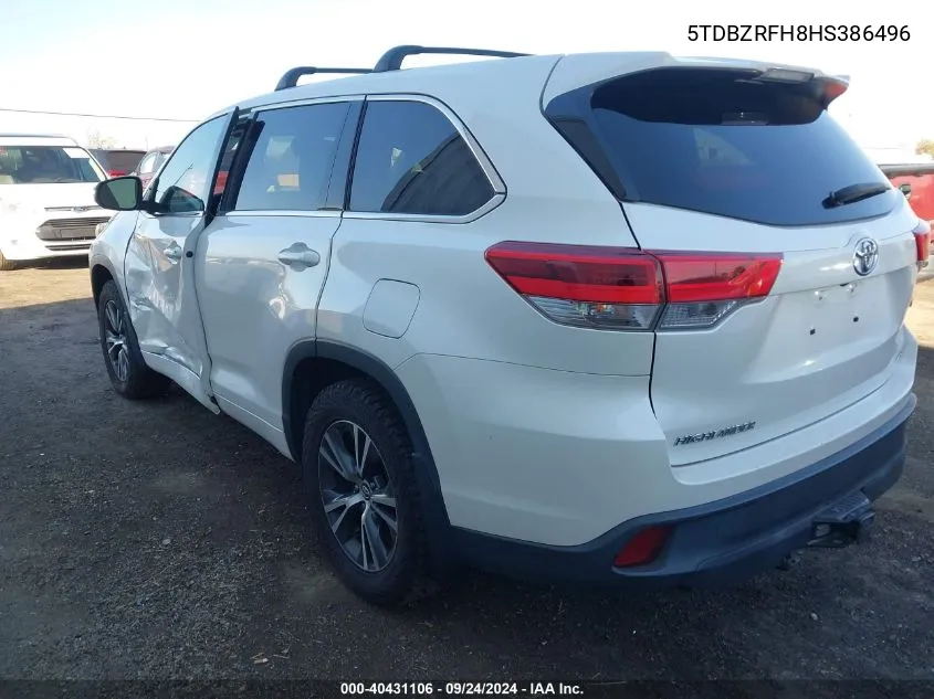 2017 Toyota Highlander Le VIN: 5TDBZRFH8HS386496 Lot: 40431106